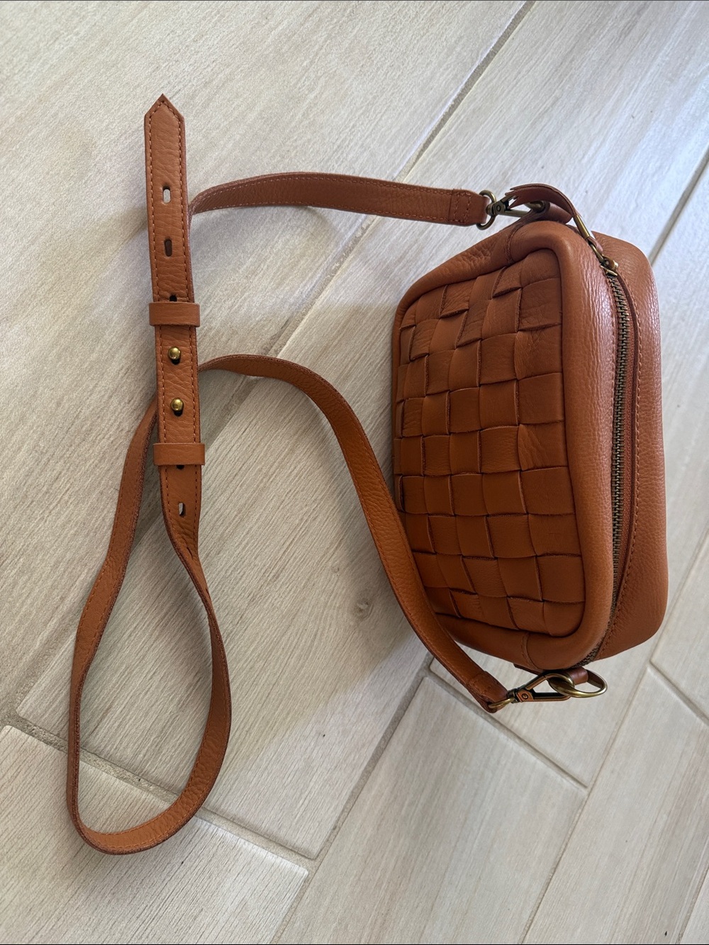Woven Leather Crossbody Bag in brown, absolutely gorgeous and classy piece.
